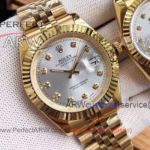 Perfect Replica Rolex Datejust II Silver Face Diamond Markers All Gold Case 41mm Watch